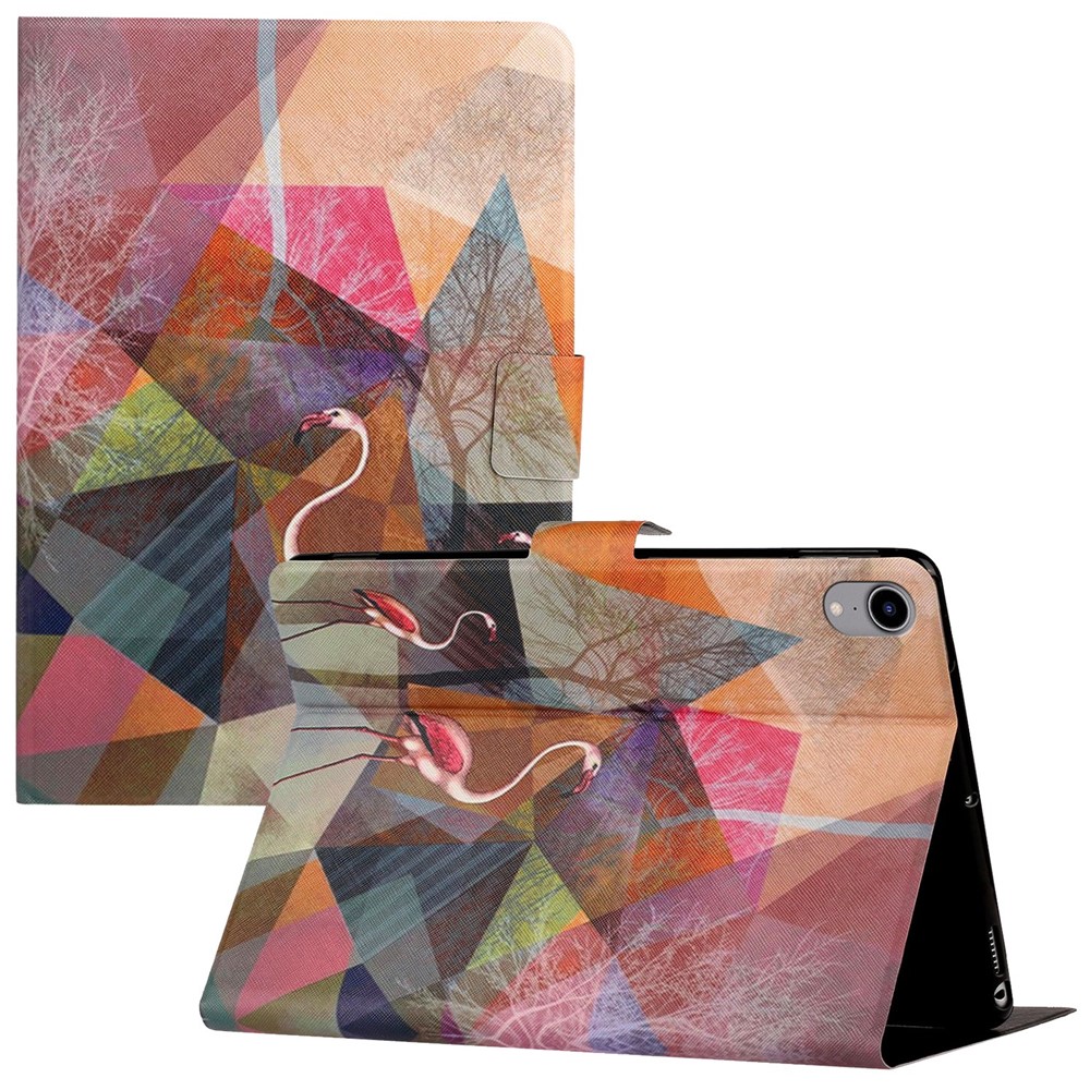 For iPad (2025) / 10.9 (2022) Pattern Printing PU Leather Tablet Case Card Holder Stand Cover with Auto Wake / Sleep Function - Bird