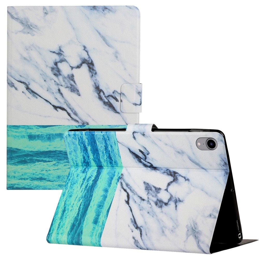 For iPad (2025) / 10.9 (2022) Pattern Printing PU Leather Tablet Case Card Holder Stand Cover with Auto Wake / Sleep Function - Ocean