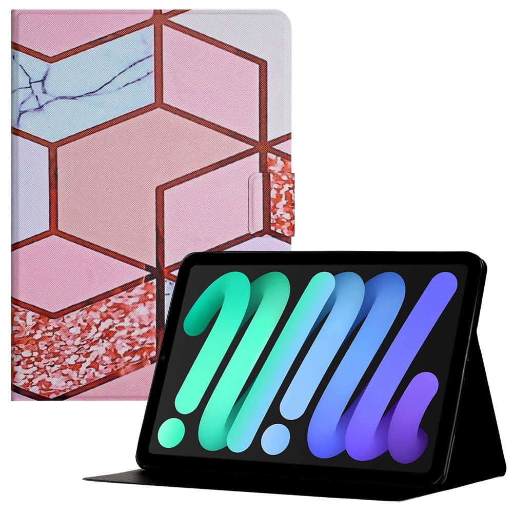 For iPad (2025) / 10.9 (2022) Tablet Cover Marble Pattern Printing PU Leather Stand Case with Card Holder - Splicing Marble