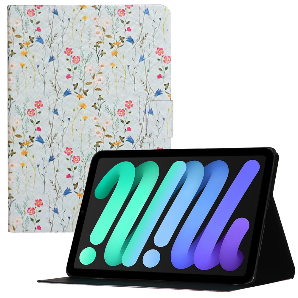 For iPad (2025) / 10.9 (2022) Stand Card Holder Pattern Printing Tablet Cover PU Leather Auto Wake / Sleep Anti-Drop Case - Small Flower