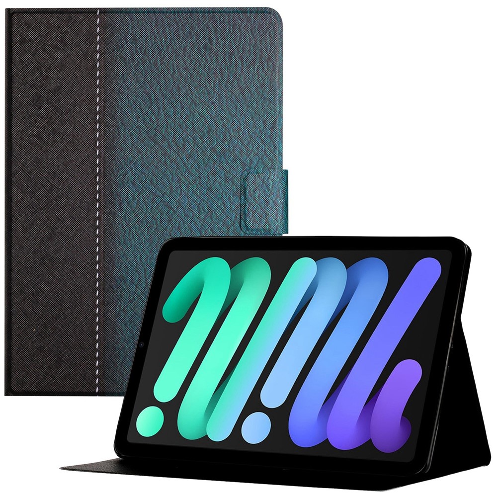 For iPad (2025) / 10.9 (2022) PU Leather Bi-Color Splicing Tablet Case Folding Stand Cover with Card Holder - Green