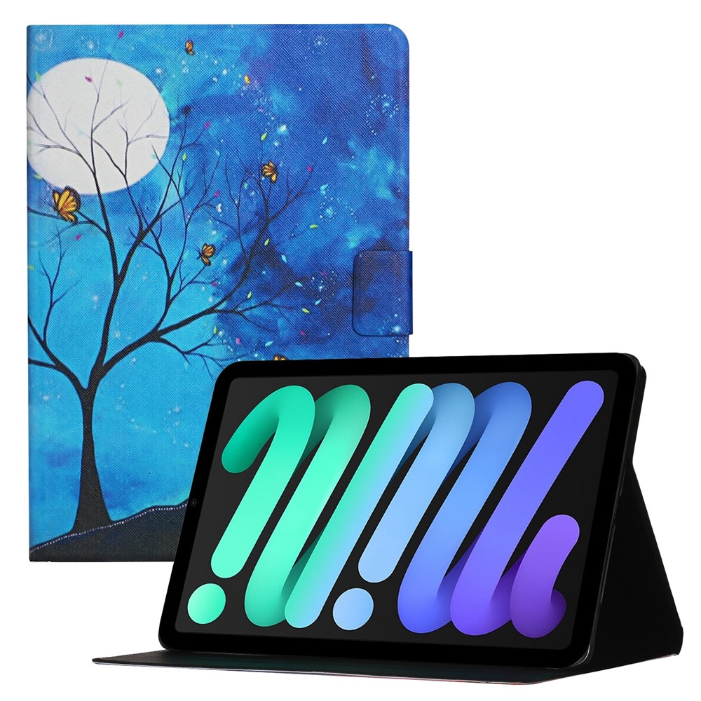 For iPad (2025) / 10.9 (2022) Pattern Printing PU Leather Tablet Case Card Holder Stand Cover with Auto Wake / Sleep Function - Starry Sky Tree