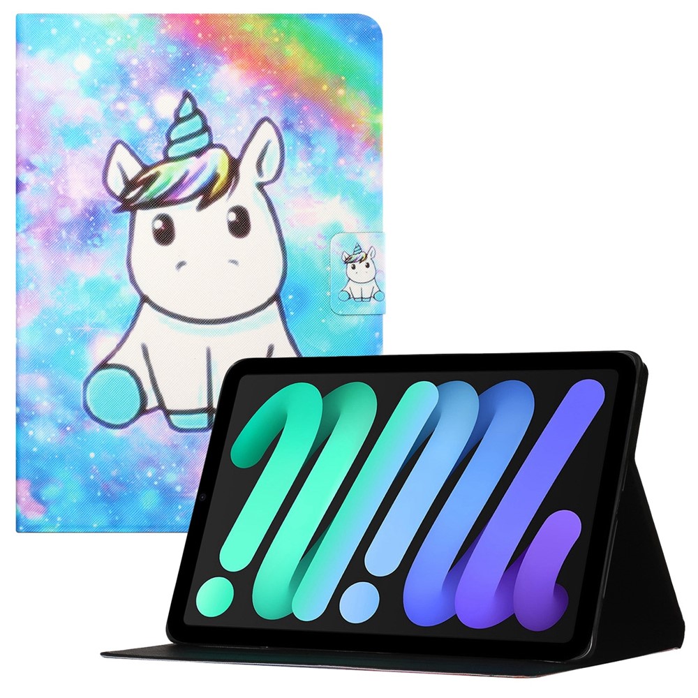 For iPad (2025) / 10.9 (2022) PU Leather Tablet Case Pattern Printing Stand Cover with Auto Wake / Sleep - White Horse