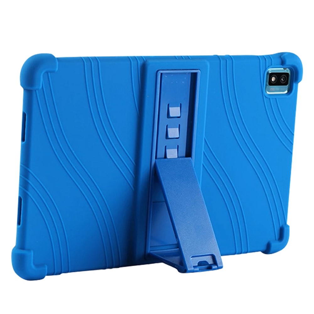 For TCL 10 TabMax 10.36-inch Soft Silicone Tablet Protective Case Anti-drop Cover with Adjustable PC Kickstand - Green Stripe-4