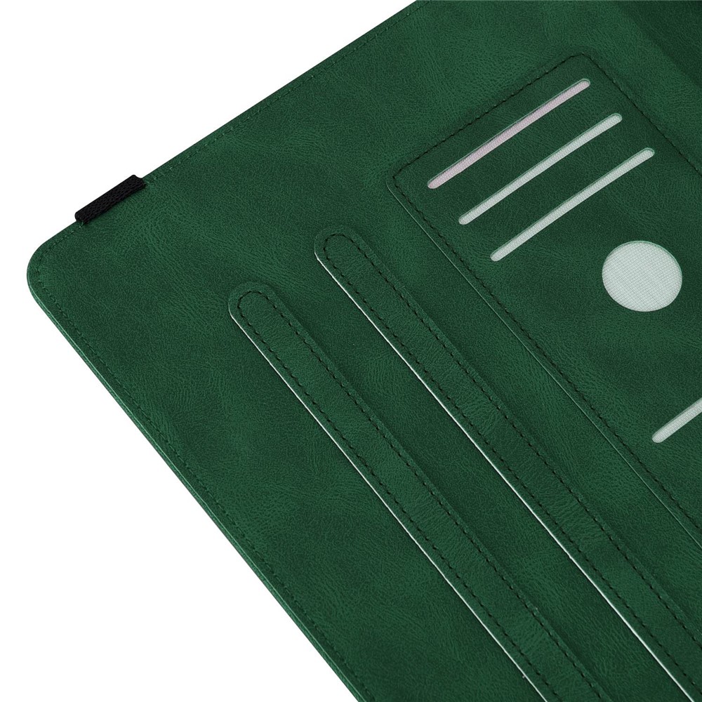 For iPad 10.9 (2022) / iPad 10th Gen Butterfly Flower Imprinted Flip Protection Cover PU Leather Card Holder Stand Smart Tablet Case with Pencil Holder - Green-9