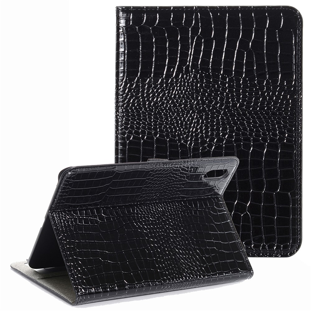 For iPad (2025) / 10.9 (2022) PU Leather + PC Case Adjustable Stand Wallet Crocodile Anti-Scratch Tablet Cover - Black