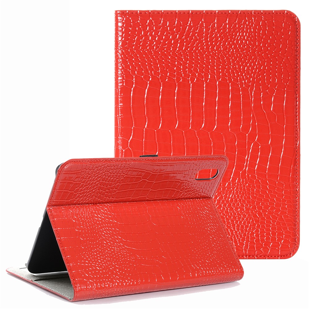 For iPad (2025) / 10.9 (2022) PU Leather + PC Case Adjustable Stand Wallet Crocodile Anti-Scratch Tablet Cover - Red