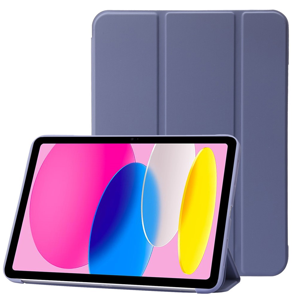 For iPad (2025) / 10.9 (2022) Three-Fold Stand PU Leather + Silicone Cover Tablet Anti-Drop Shockproof Case - Purple