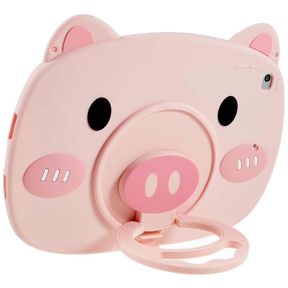 For iPad mini 4 / iPad mini (2019) 7.9 inch 3D Cute Piggy Tablet Case Soft Silicone Shockproof PC Handle Kickstand Cover