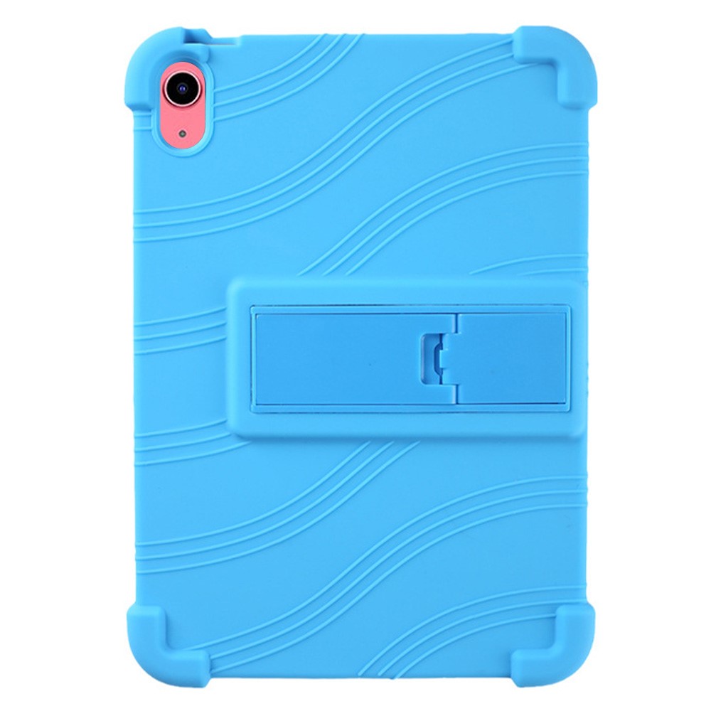 For iPad (2025) / 10.9 (2022) Shockproof Silicone Tablet Protective Case PC Kickstand Anti-Drop Cover - Sky Blue