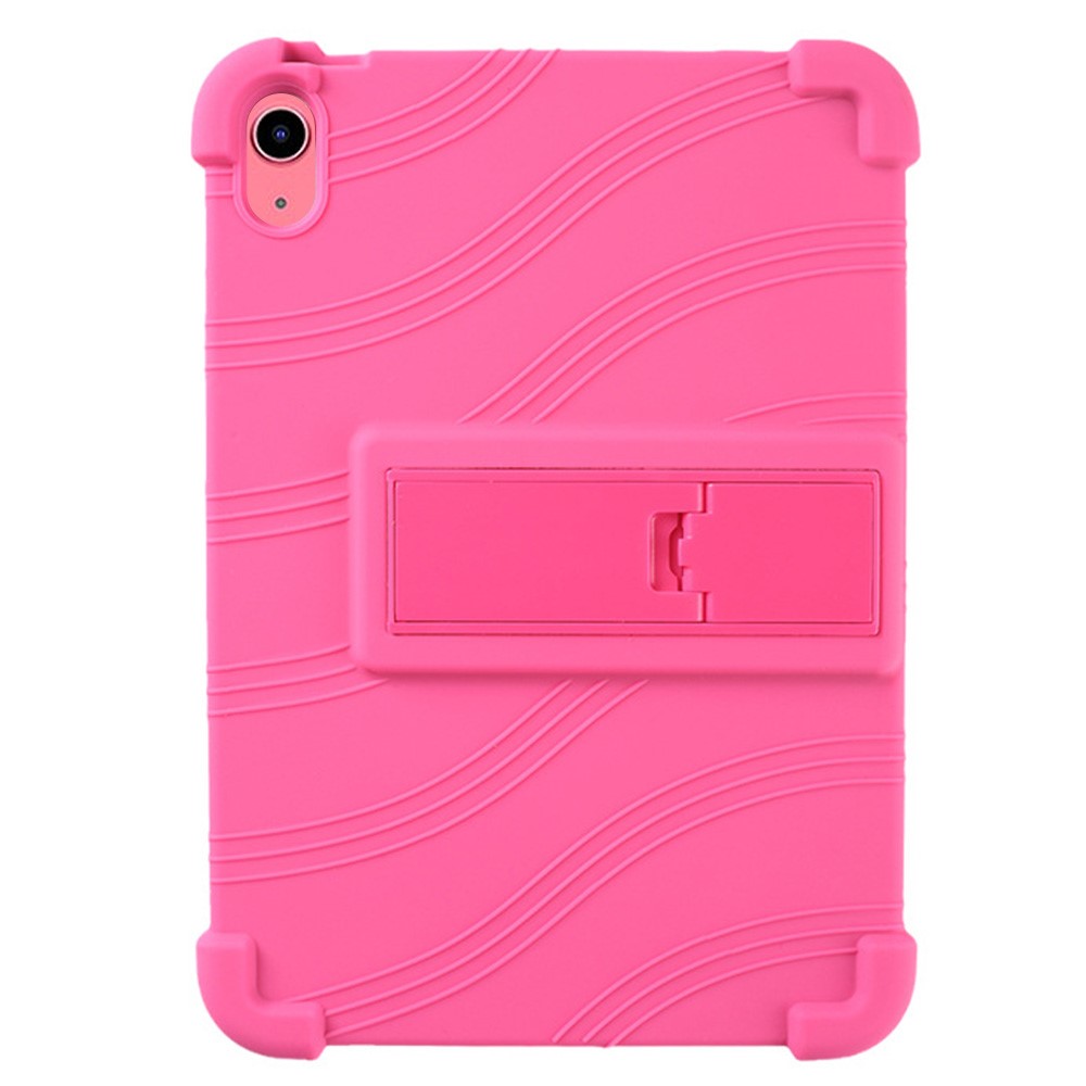For iPad (2025) / 10.9 (2022) Shockproof Silicone Tablet Protective Case PC Kickstand Anti-Drop Cover - Rose