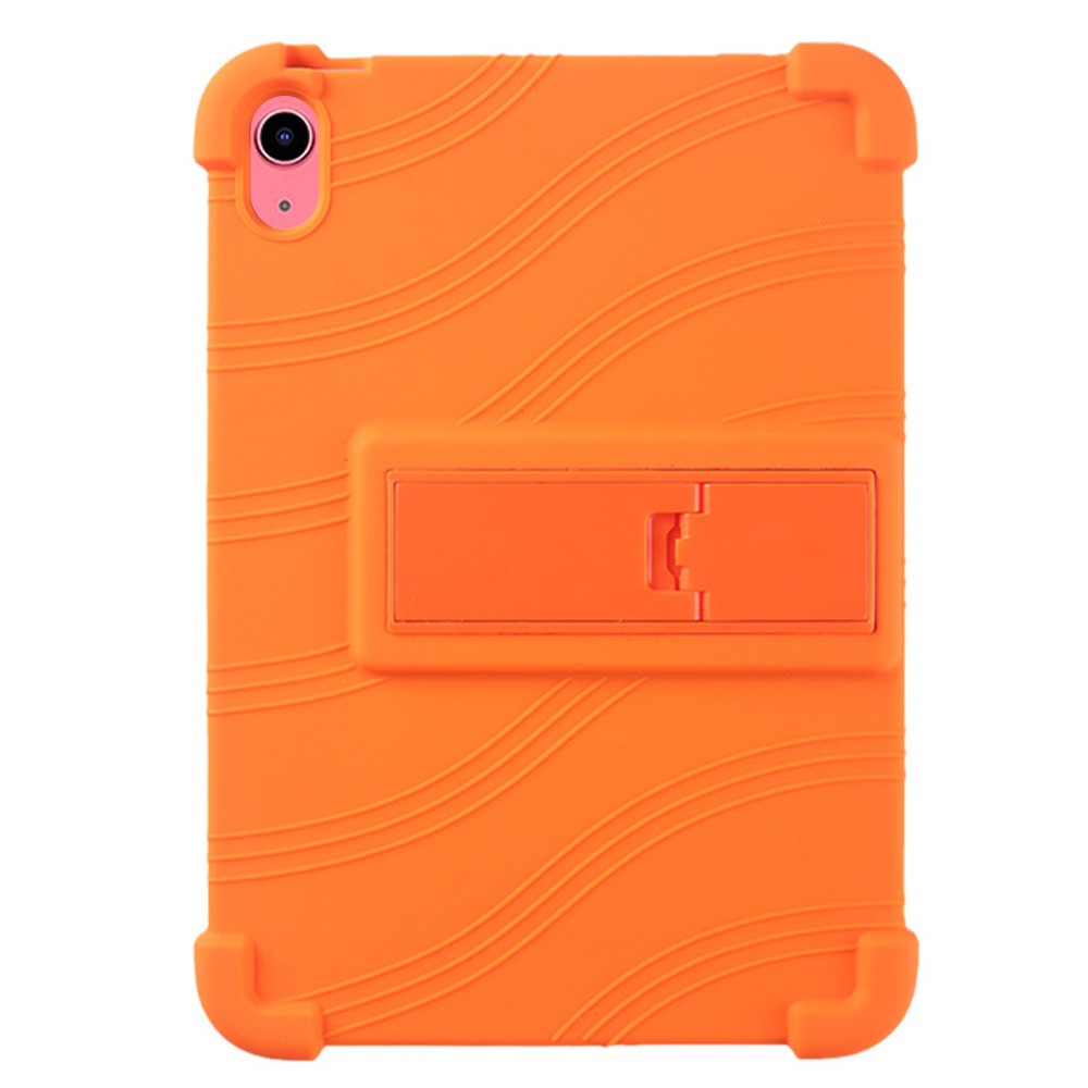 For iPad (2025) / 10.9 (2022) Shockproof Silicone Tablet Protective Case PC Kickstand Anti-Drop Cover - Orange