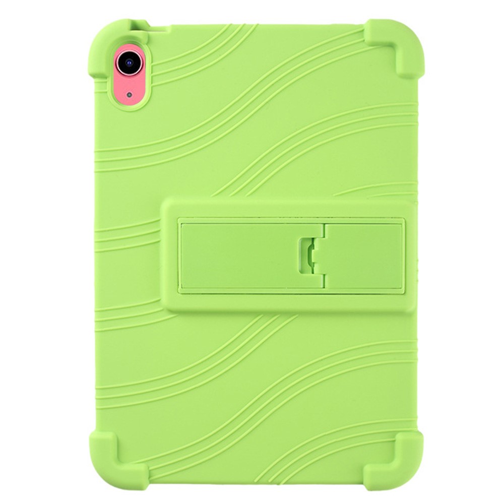 For iPad (2025) / 10.9 (2022) Shockproof Silicone Tablet Protective Case PC Kickstand Anti-Drop Cover - Green