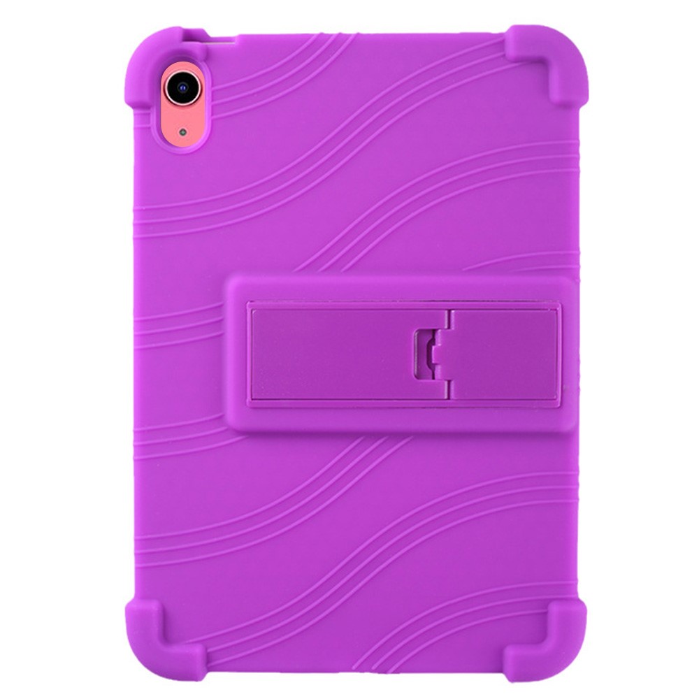 For iPad (2025) / 10.9 (2022) Shockproof Silicone Tablet Protective Case PC Kickstand Anti-Drop Cover - Purple