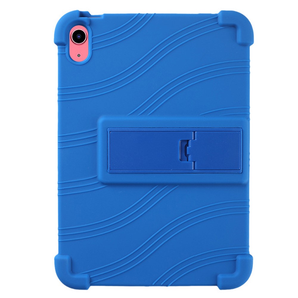 For iPad (2025) / 10.9 (2022) Shockproof Silicone Tablet Protective Case PC Kickstand Anti-Drop Cover - Dark Blue