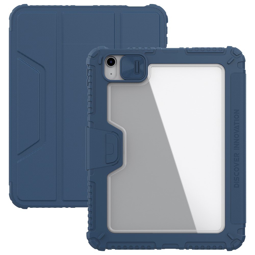 NILLKIN Armor Pro Series for iPad (2025) / 10.9 (2022) Tablet Case PU Leather Cover with Slide Camera Cover and Stand - Blue