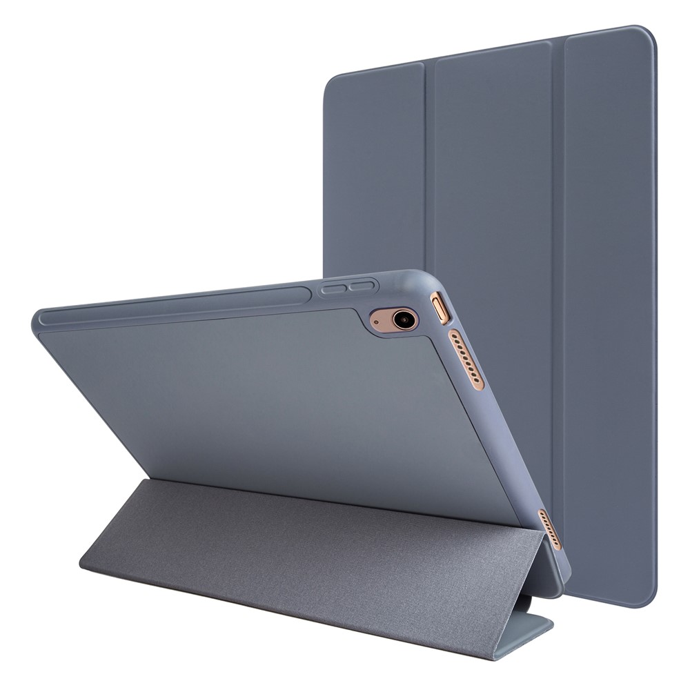 For iPad (2025) / 10.9 (2022) Drop-Proof Tri-Fold Tablet Cover Stand Microfiber Leather + TPU + Silicone Tablet Case - Purple
