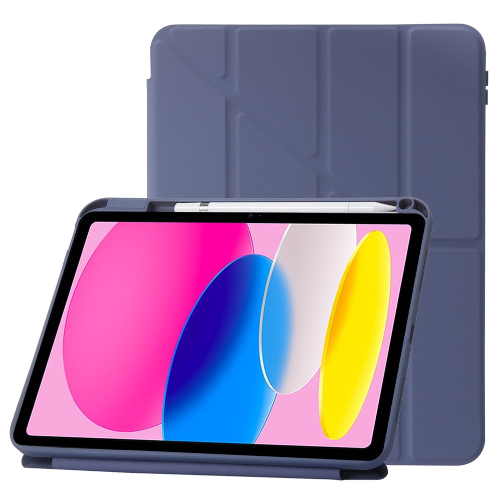 Origami Stand Tablet Cover for iPad (2025) / 10.9 (2022) Auto Wake / Sleep PU Leather + Acrylic Full Protection Case - Purple