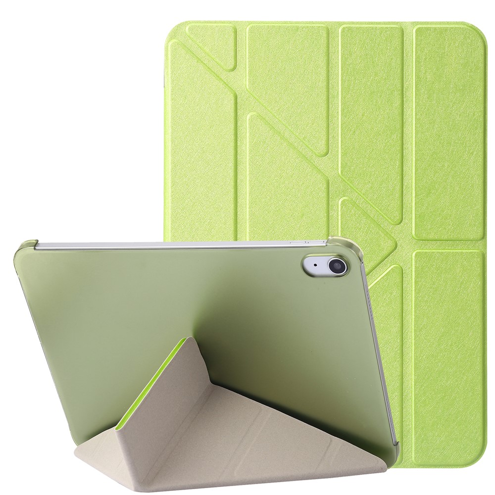 Origami Stand Tablet Cover for iPad (2025) / 10.9 (2022) Silk Texture Auto Wake / Sleep PU Leather Full Protection Case - Green