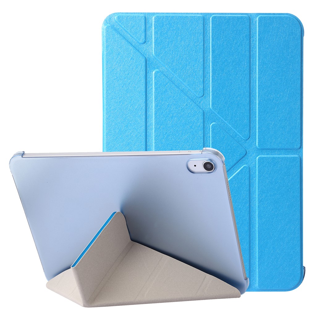 Origami Stand Tablet Cover for iPad (2025) / 10.9 (2022) Silk Texture Auto Wake / Sleep PU Leather Full Protection Case - Baby Blue