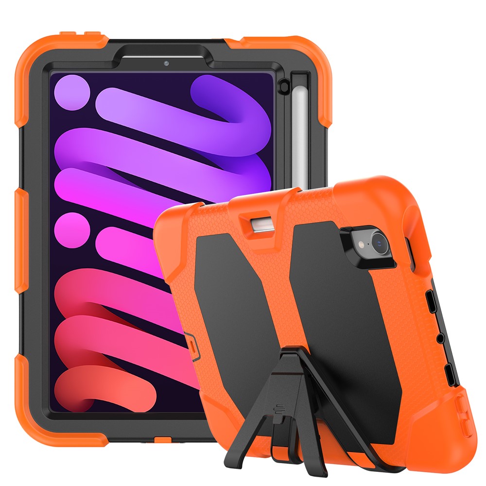 Shockproof Case for iPad mini (2024) / mini (2021) Anti-Drop PC + Silicone Case Scratch Resistant Kickstand Tablet Cover - Orange