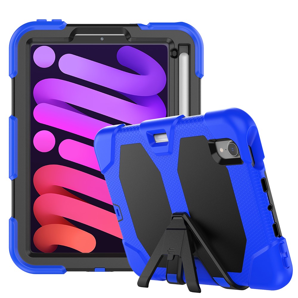 Shockproof Case for iPad mini (2024) / mini (2021) Anti-Drop PC + Silicone Case Scratch Resistant Kickstand Tablet Cover - Dark Blue