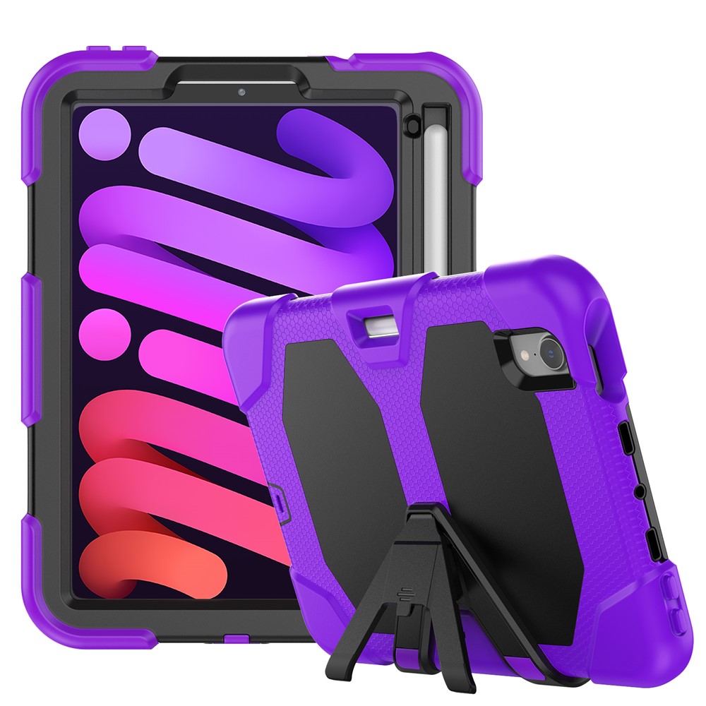 Shockproof Case for iPad mini (2024) / mini (2021) Anti-Drop PC + Silicone Case Scratch Resistant Kickstand Tablet Cover - Purple