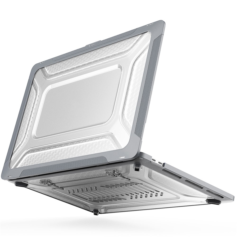For MacBook Pro 16 inch (2019) A2141 Laptop Cover Dual Layer Hard PC Soft TPU Shell Case with Kickstand - Grey