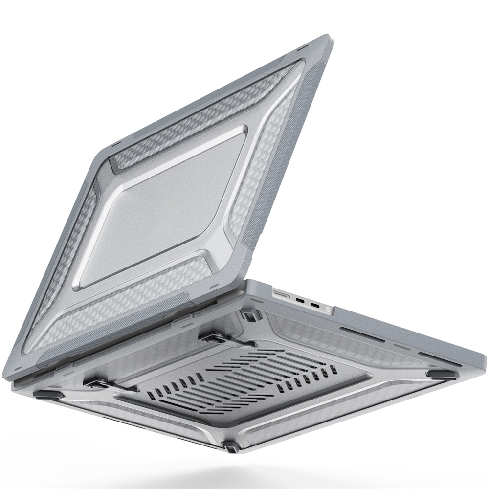 For MacBook Pro 16 inch (2026) A3429 A3428 / (2025) A3186 A3403 / (2024) A2991 / (2023) A2780 / (2021) A2485 M1 Pro / M1 Max Laptop Case Kickstand Hard PC Cover - Grey