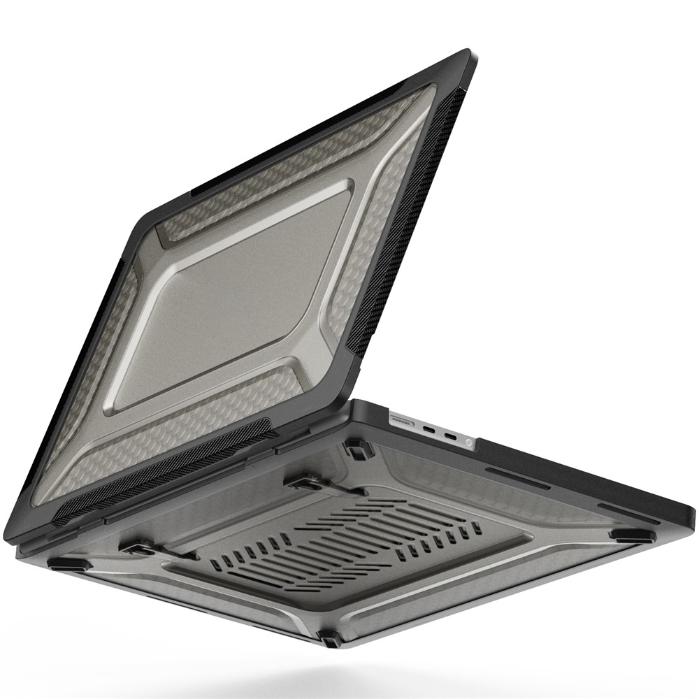For MacBook Pro 16 inch (2026) A3429 A3428 / (2025) A3186 A3403 / (2024) A2991 / (2023) A2780 / (2021) A2485 M1 Pro / M1 Max Laptop Case Kickstand Hard PC Cover - Black