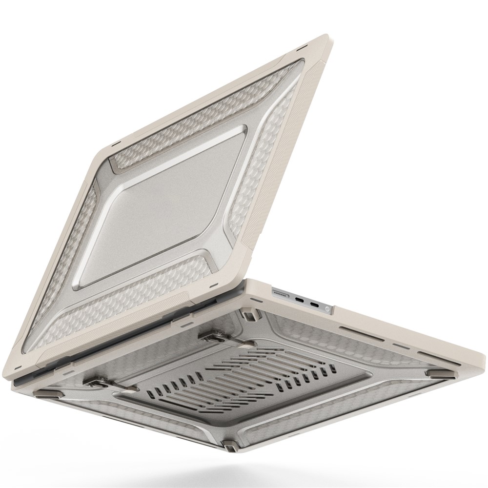 For MacBook Pro 16 inch (2026) A3429 A3428 / (2025) A3186 A3403 / (2024) A2991 / (2023) A2780 / (2021) A2485 M1 Pro / M1 Max Laptop Case Kickstand Hard PC Cover - Apricot