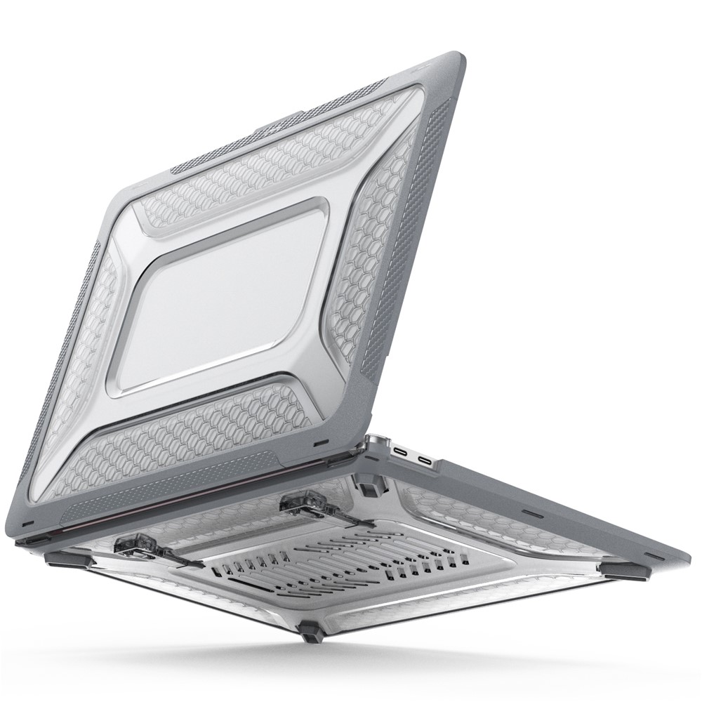For MacBook Air 13 inch (2020) M1 A2337, A2179 / MacBook Air 13 inch (2018) A1932 Laptop Case Hard PC Soft TPU Kickstand Drop Tested Cover - Grey