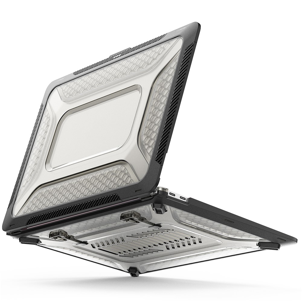 For MacBook Air 13 inch (2020) M1 A2337, A2179 / MacBook Air 13 inch (2018) A1932 Laptop Case Hard PC Soft TPU Kickstand Drop Tested Cover - Black