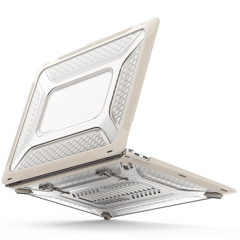 For MacBook Air 13 inch (2020) M1 A2337, A2179 / MacBook Air 13 inch (2018) A1932 Laptop Case Hard PC Soft TPU Kickstand Drop Tested Cover - Apricot