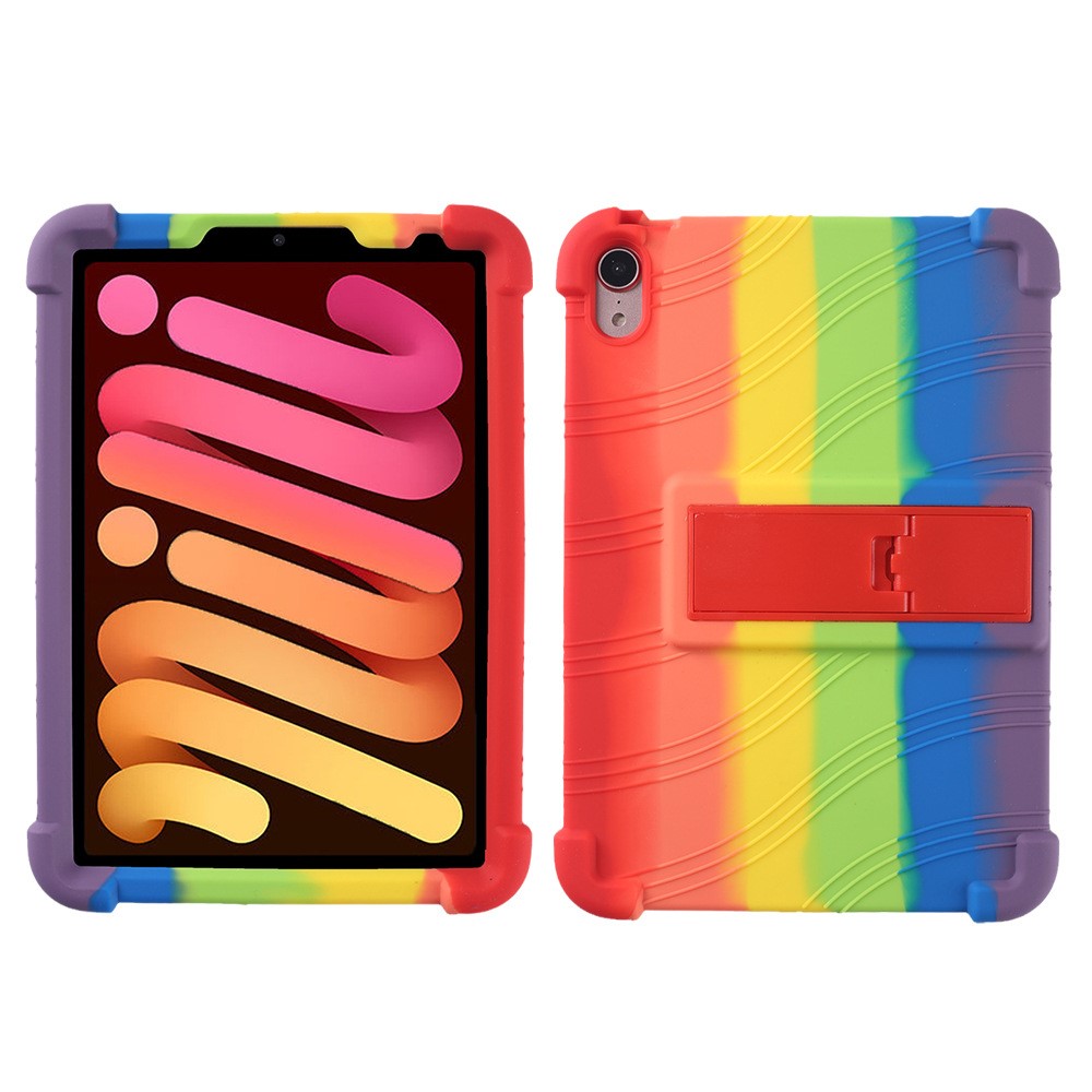 For iPad mini (2024) / mini (2021) Kickstand Design Anti-Drop Tablet Case Anti-Scratch Silicone Protective Cover - Multi-Color
