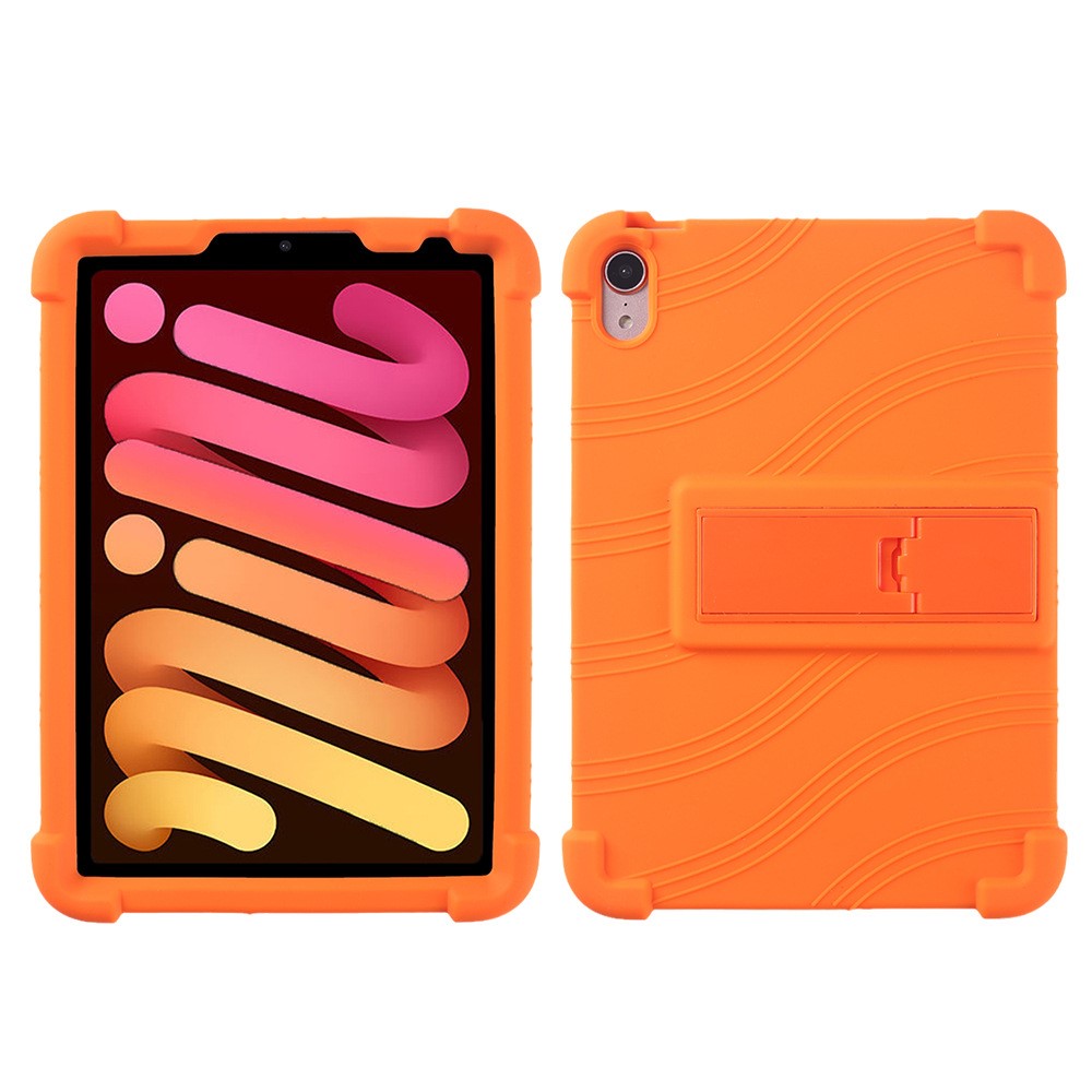 For iPad mini (2024) / mini (2021) Kickstand Design Anti-Drop Tablet Case Anti-Scratch Silicone Protective Cover - Orange