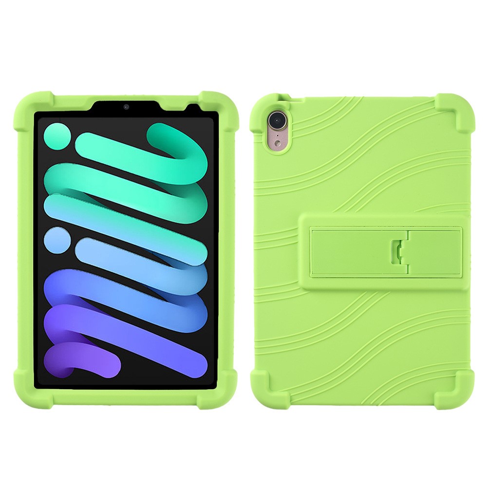 For iPad mini (2024) / mini (2021) Kickstand Design Anti-Drop Tablet Case Anti-Scratch Silicone Protective Cover - Green
