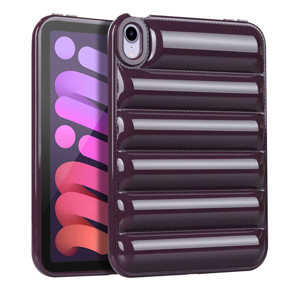 For iPad mini (2024) / mini (2021) Candy Color Down Jacket Shockproof Back Case Soft TPU Tablet Cover - Wine Red