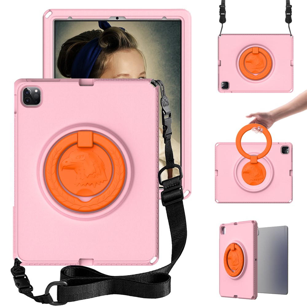 For iPad Pro 13 (2025) / 13 (2024) / Air 13 (2025) / (2024) / 12.9 (2022) / (2021) / (2020) / (2018) EVA Case with Shoulder Strap, Screen Film - Pink