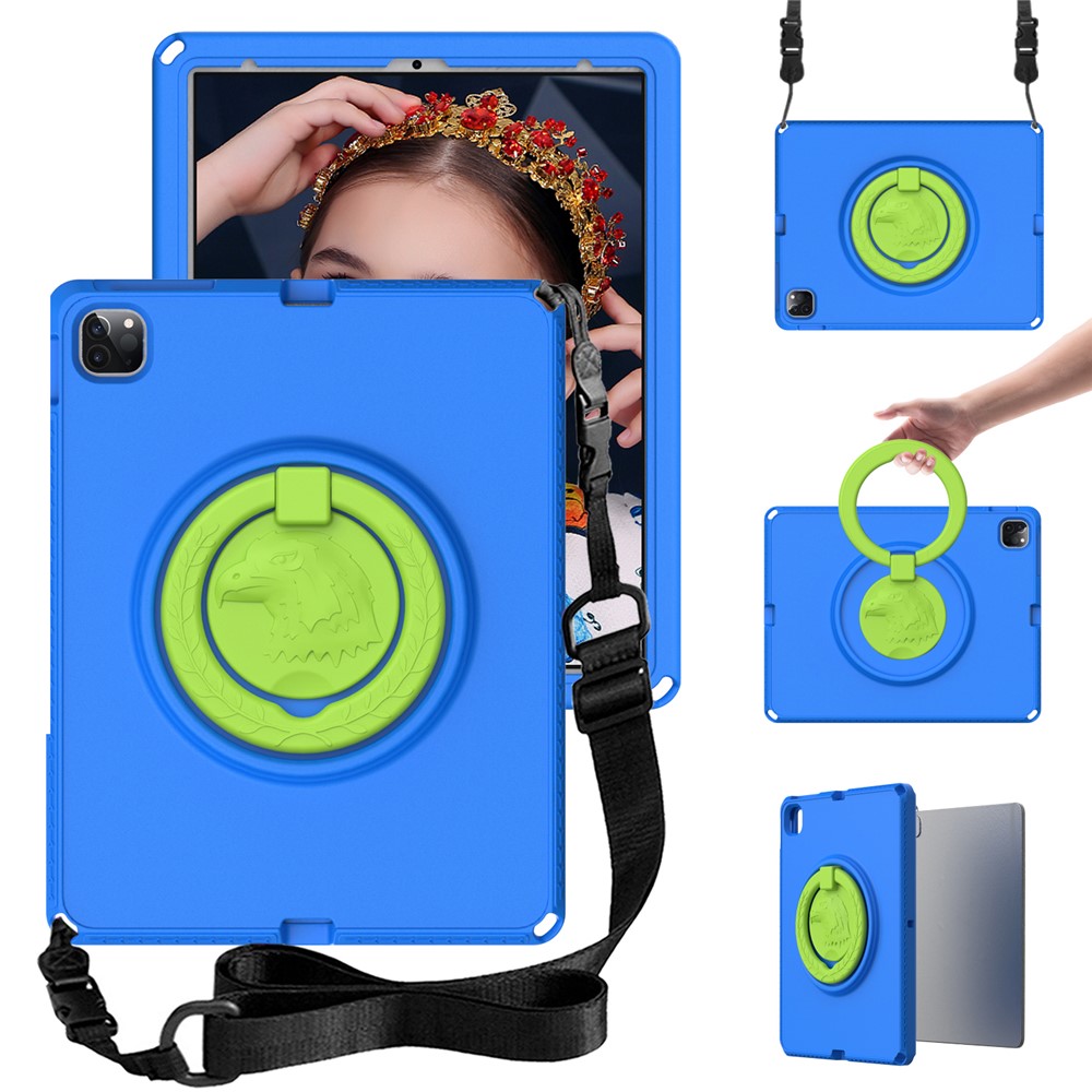 For iPad Pro 13 (2025) / 13 (2024) / Air 13 (2025) / (2024) / 12.9 (2022) / (2021) / (2020) / (2018) EVA Case with Shoulder Strap, Screen Film - Blue