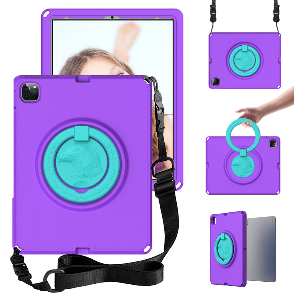 For iPad Pro 13 (2025) / 13 (2024) / Air 13 (2025) / (2024) / 12.9 (2022) / (2021) / (2020) / (2018) EVA Case with Shoulder Strap, Screen Film - Purple