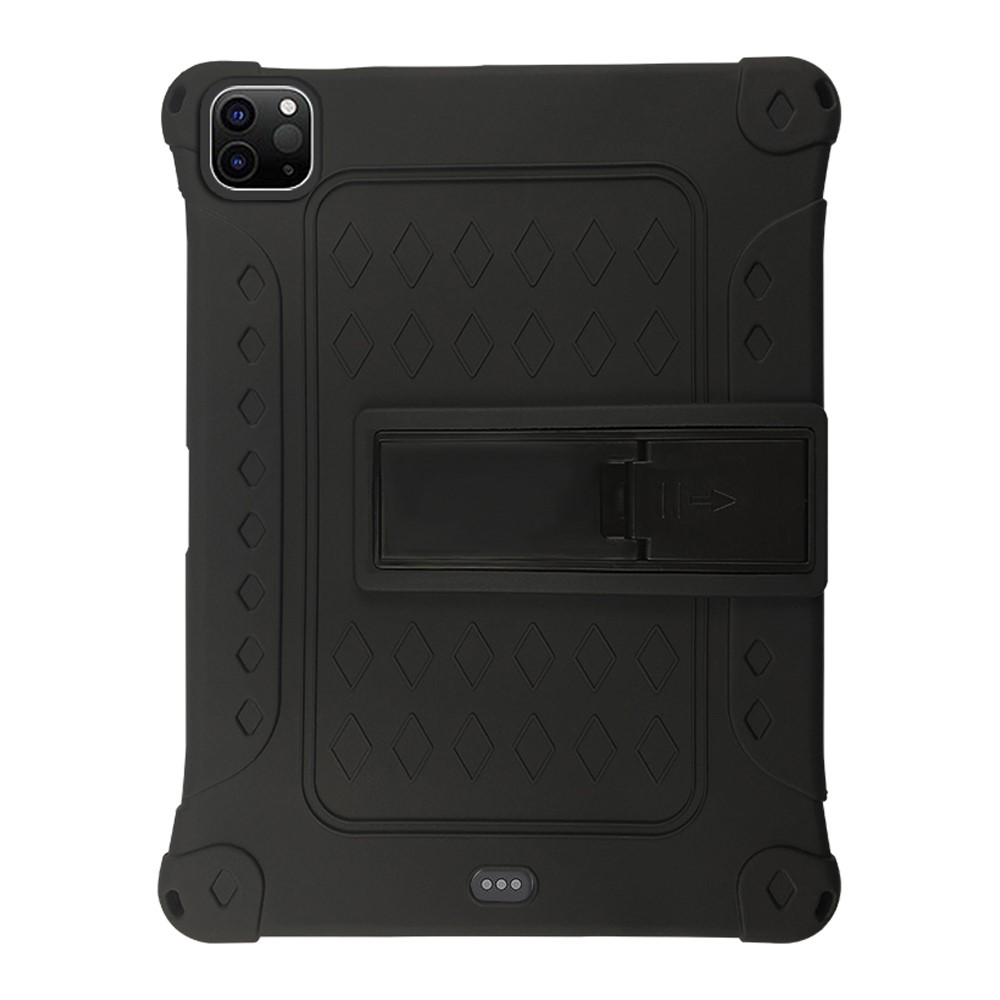 For iPad Pro 12.9 (2018) / (2020) / (2021) / (2022) Tablet Case Soft Silicone Kickstand Protective Cover - Black