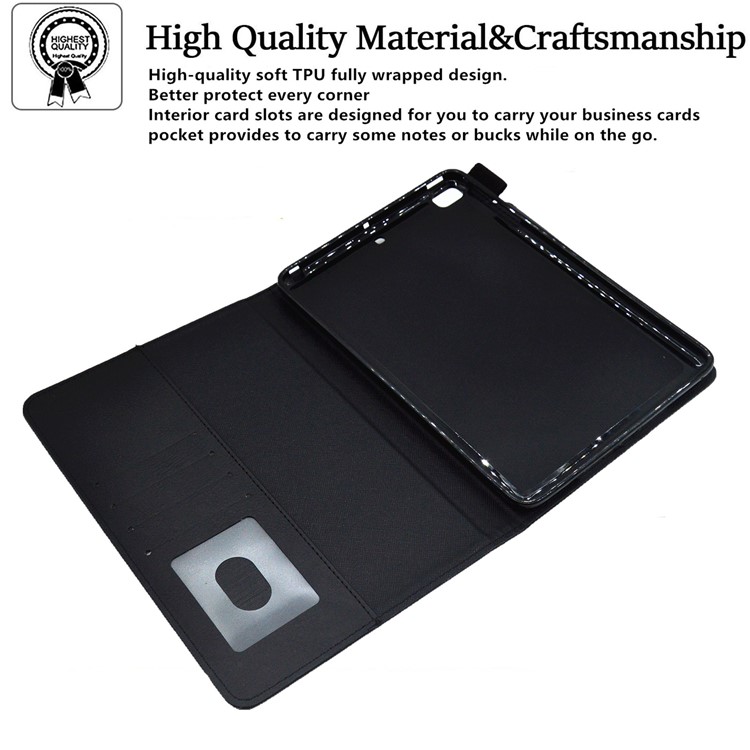 Para Ipad Mini / Mini 2 / 3 / 4 /(2019) 7,9 Polegadas da Carteira de Salto de Comprimido / Tampa de Comprimido de Couro do Sono - Preto-8