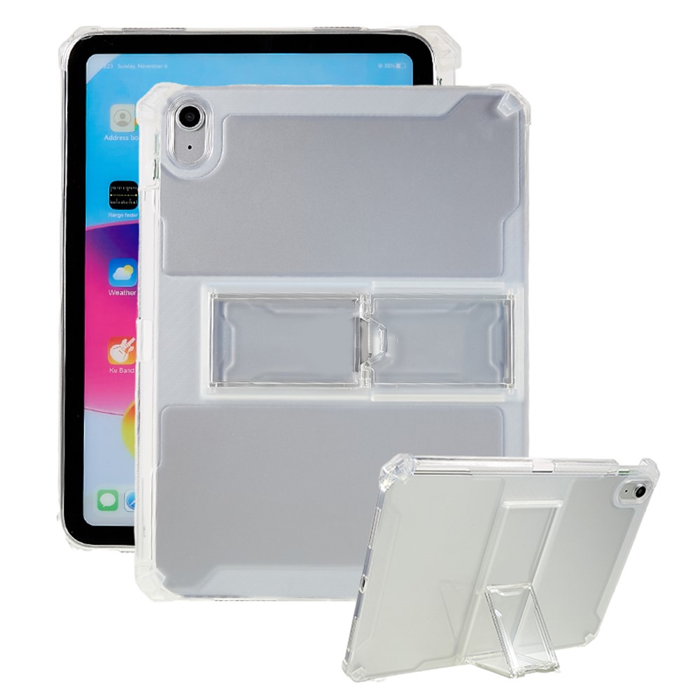 For iPad (2025) / 10.9 (2022) Tablet Case Kickstand Transparent TPU Anti-Drop Protective Tablet Cover