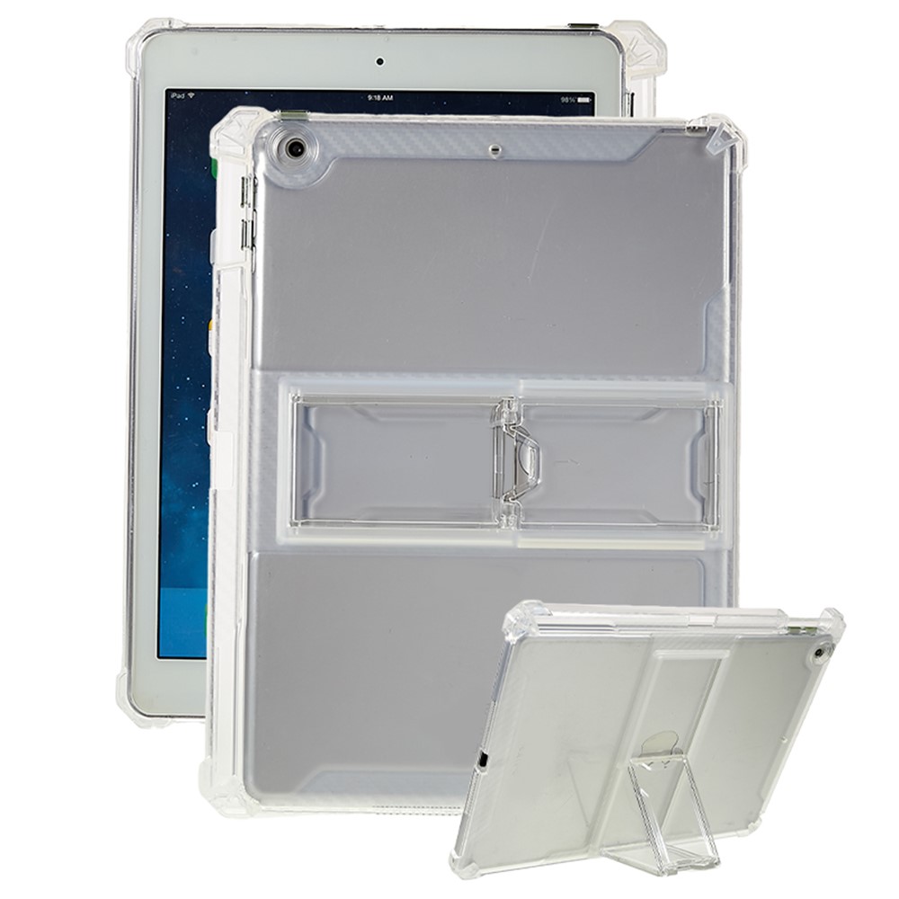 For iPad 9.7-inch (2017) / (2018) Kickstand Tablet Case Reinforced Corner Clear TPU Protective Cover