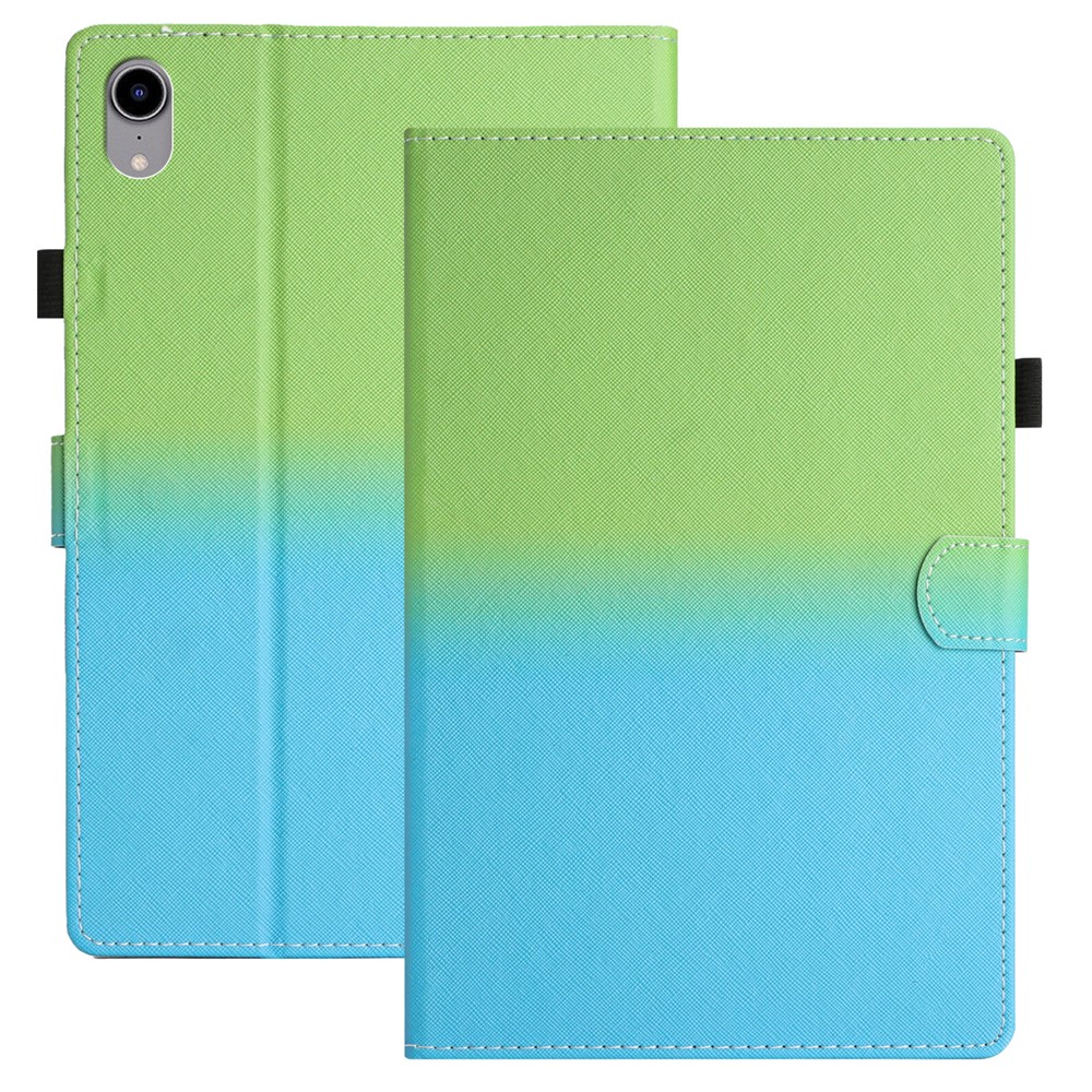 PU Leather Cover for iPad mini (2024) / mini (2021) Case Anti-Scratch Shockproof Tablet Shell with Card Holder - Green Blue Gradient