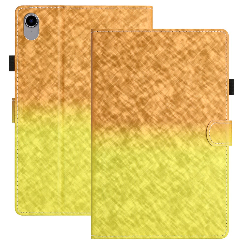 For iPad (2025) / 10.9 (2022) Gradient Tablet Case PU Leather Card Holder Stand Cover with Auto Wake / Sleep - Orange Yellow Gradient