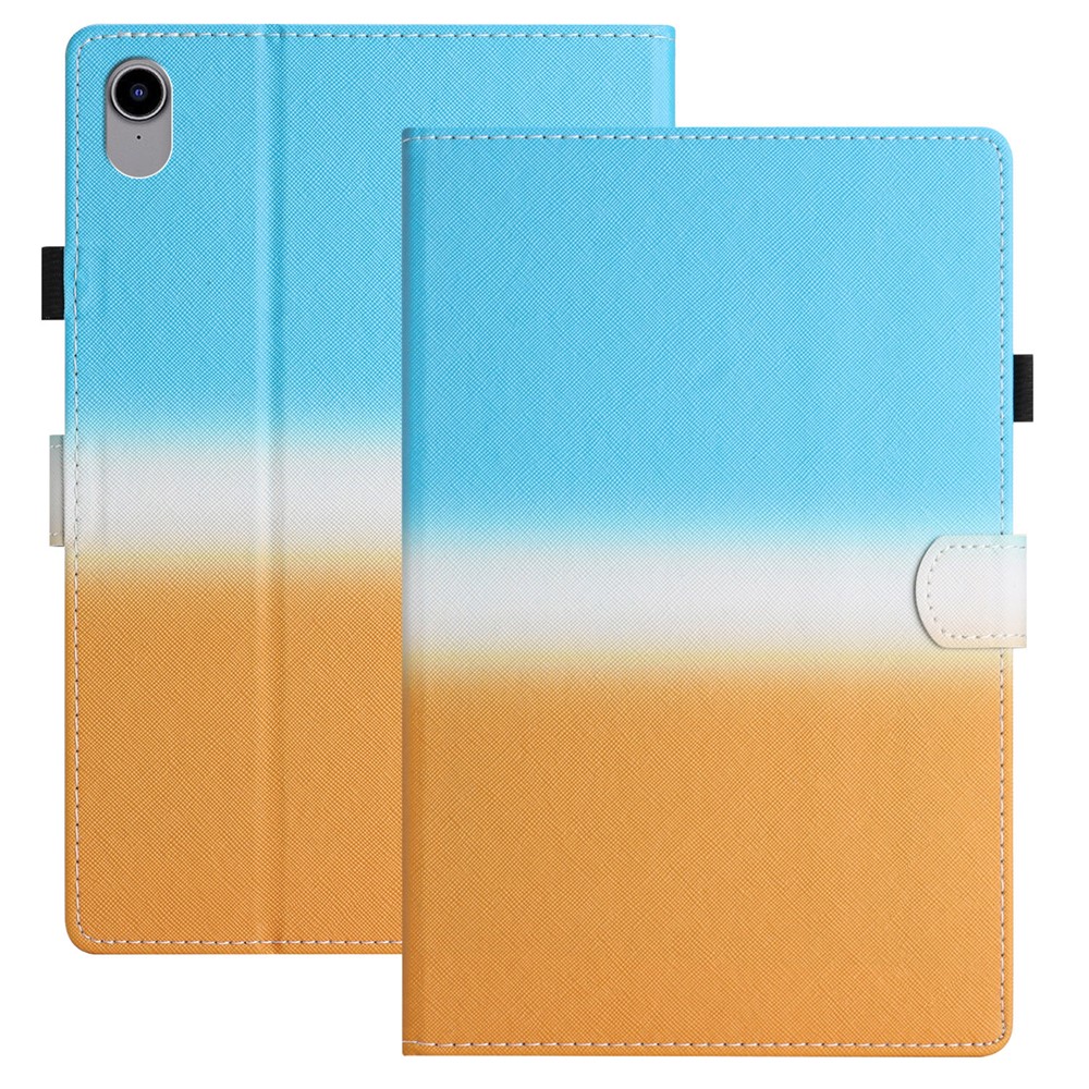 For iPad (2025) / 10.9 (2022) Gradient Tablet Case PU Leather Card Holder Stand Cover with Auto Wake / Sleep - Blue Orange Gradient