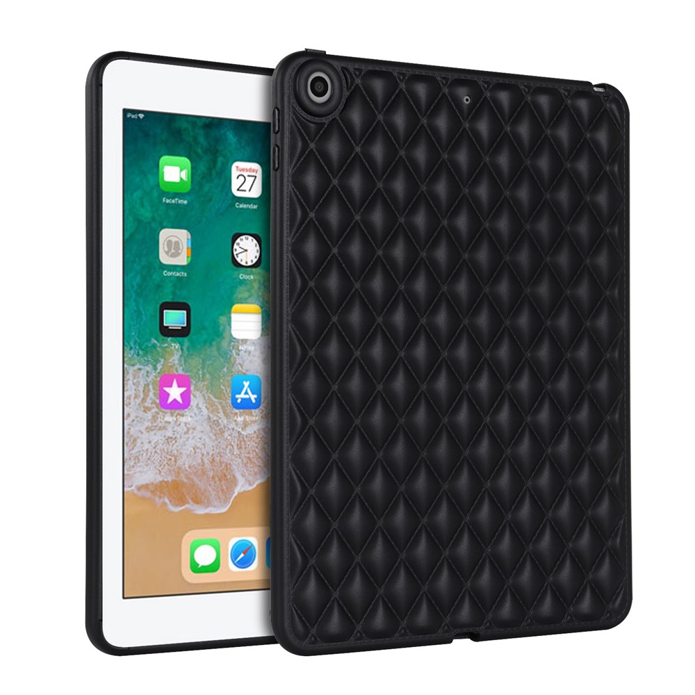 For iPad 9.7-inch (2017) / (2018) Back Cover Soft TPU Rhombus Pattern Tablet Case - Black