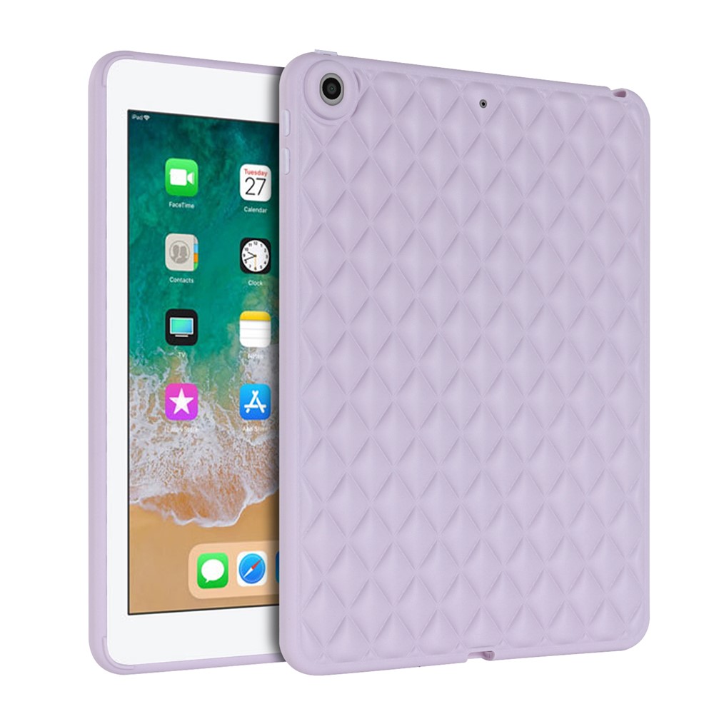 For iPad 9.7-inch (2017) / (2018) Back Cover Soft TPU Rhombus Pattern Tablet Case - Purple